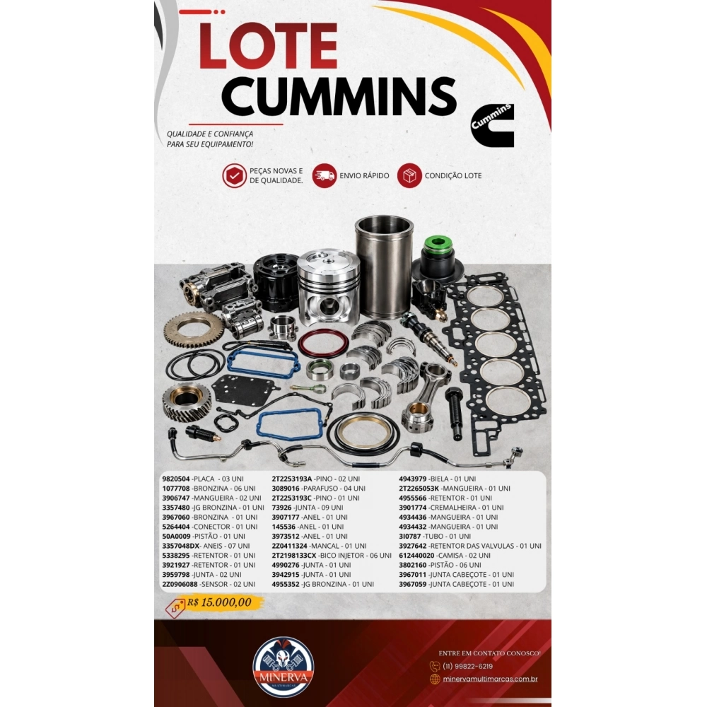 LOTE CUMMINS - PEÇAS NOVA E DE QUALIDADE
